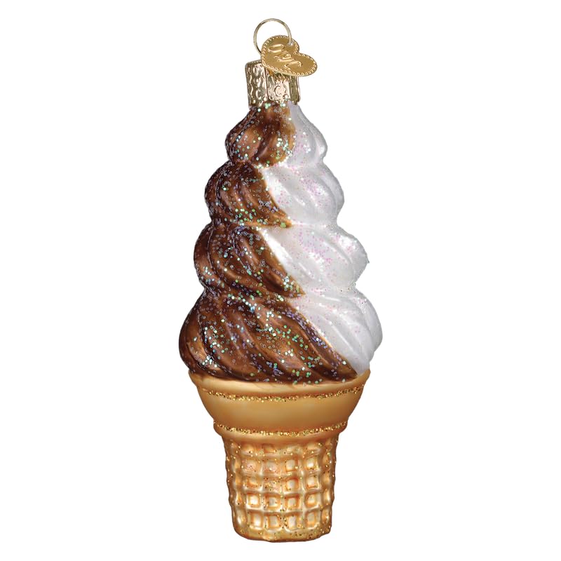 Christmas Glass Soft Serve Ice Cream Ornament - Chocolate & Vanilla Swirl