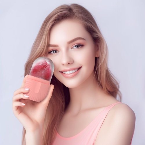 Joyeee 2Pcs Ice Face Roller, Reusable Silicone Mold Face Massage Eye Facial Beauty Skin Care Tools Apply Ice for Shrink Pores Anti Wrinkle Reduce Puffiness Improve Skin Elasticity, Seashell