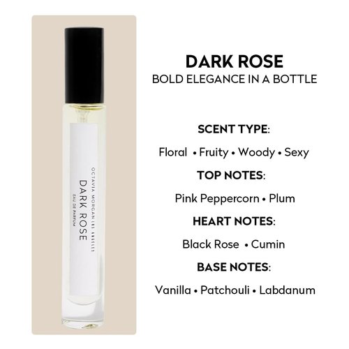 OCTAVIA MORGAN Dark Rose Eau De Parfum - Bold Vanilla & Black Rose Fragrance - Unisex Travel Perfume, 10ML