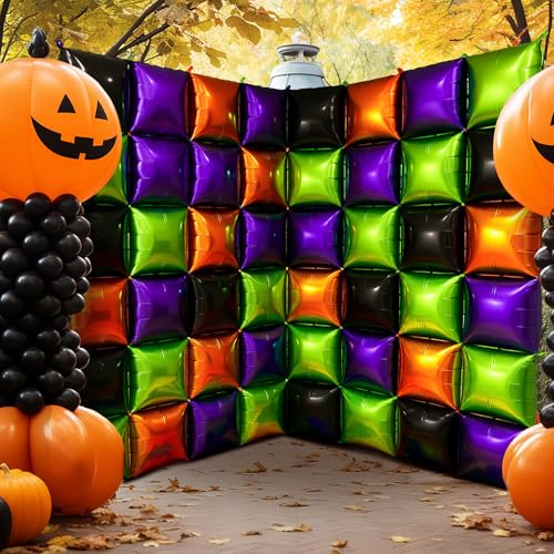Halloween Balloon Arch Kit 50 Black Orange Square Foil Balloons Party Decor