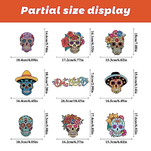 Day of the Dead Window Clings - Sugar Skull Halloween Decor - 9 Pcs