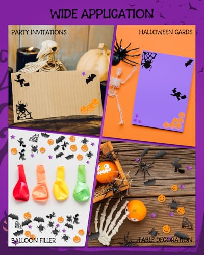 Halloween Confetti Glitter Set - 5000 Pieces with Bats, Pumpkins & Webs - Halloween Decorations & Party Supplies - Variation: Halloween