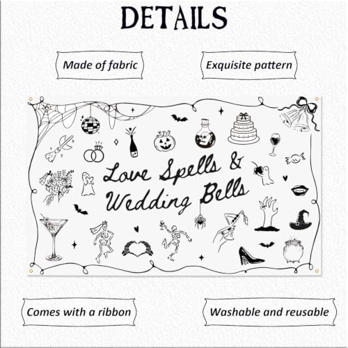 Love Spells & Wedding Bells Backdrop Tapestry for Wedding & Party Decor