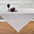 Pure Linen Table Cloth 52x52 Inch Square Natural & White Striped - Handcrafted