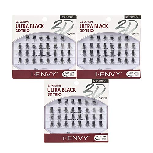 i•ENVY 3D Trio Ultra Black Long Lashes 3 Pack - Full Glam Natural Look