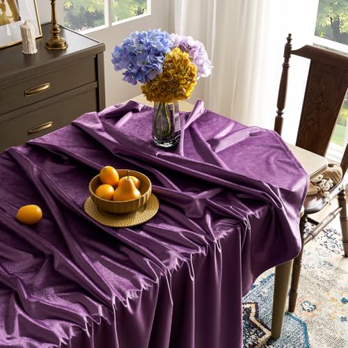 Violet Purple Velvet Rectangle Tablecloth - 120 x 55 Inches for Dining & Events