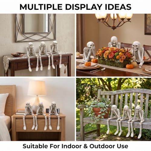 3-Pack Skeleton Figurines for Halloween Indoor & Outdoor Decor