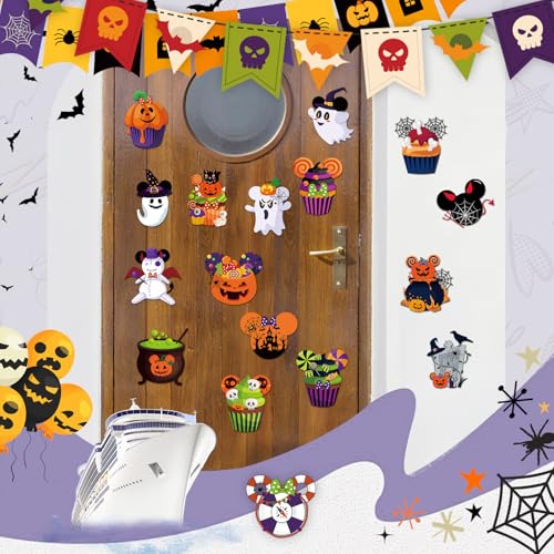 Halloween Cruise Door Decorations - 16 Pcs Mouse Pumpkin Magnets - Halloween Pumpkin Variation