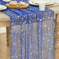 Dark Blue 10FT Glitter Stars Table Runner - 28x120 Inch Wedding Party Decor