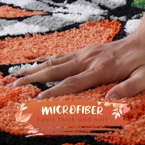 Pumpkin Bath Mat 24x24 Inch - Fall Bathroom Rug Non Slip Absorbent Halloween Decor