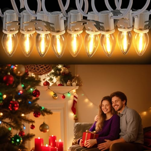 18 LED Bulb Christmas Village Light Cord with Switch & Fuses - 31ft C7 String Lights