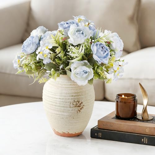 Ceramic Decorative Vase 7.4 Inch Rustic Farmhouse Flower Vase - Variation 205-3-7.4in