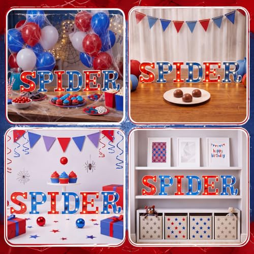 Light-Up Spider Letter Decorations - 6 Pcs Halloween Table Centerpiece with Battery Box, 6.3 x 4.7 Inches