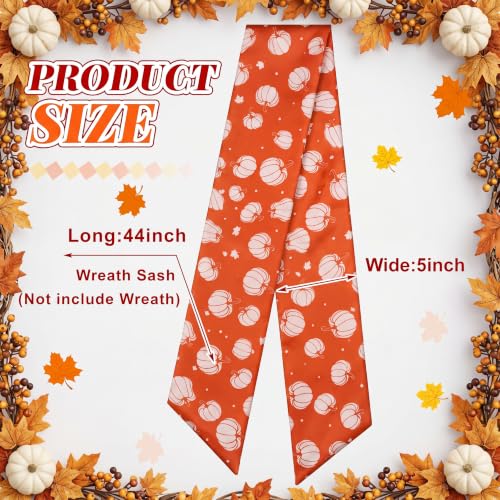 VitalCozy Fall Pumpkin Wreath Sash - Yellow Seasonal Door Decor