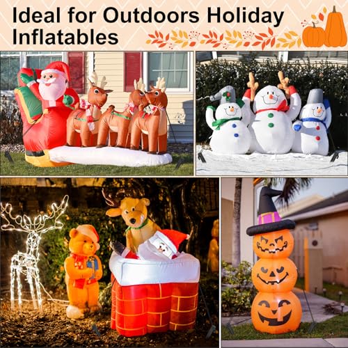 12-Pack Heavy Duty Inflatable Stakes Set with Ropes & Hooks for Outdoor Decorations - Black Plastic Tent Stakes