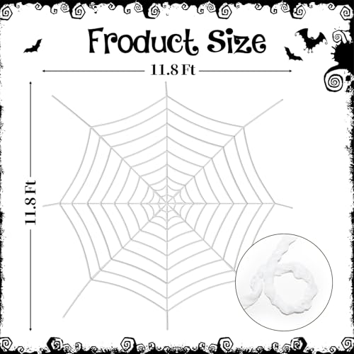11.8ft White Spider Web Decoration with 9 Coils Halloween Outdoor Indoor