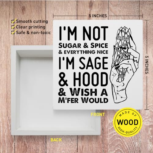 Witches Feminist Wooden Box Sign - Celestial Witchcraft Decor for Home & Bedroom - Variation C