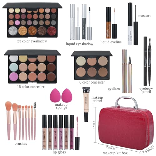 Pink Makeup Kit for Women Teen Beginners Full Set with Organizer - Gift