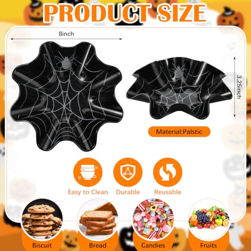 Halloween Spider Web Plastic Bowl - Reusable 8 Inch Serving Dish for Candy Snacks