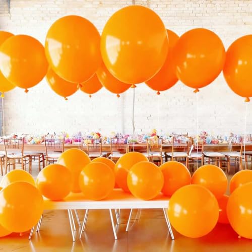 Giant Orange Latex Balloon Kit - 50 Pcs Pool-Safe Party Decorations for Halloween & Events - Includes 18