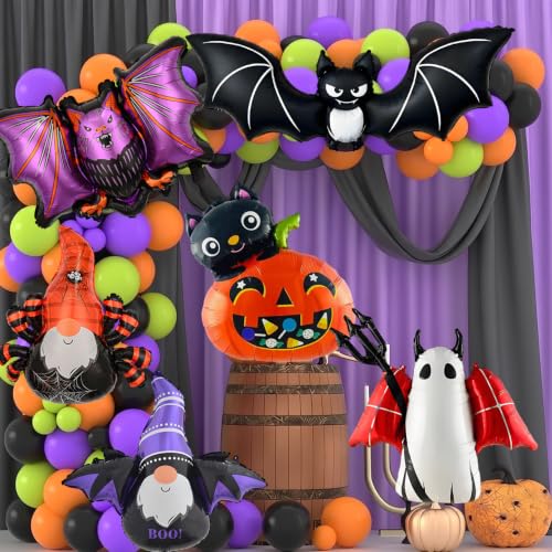 Halloween Foil Balloons Set for Party Decorations Indoor Outdoor Ghost Bat Pumpkin