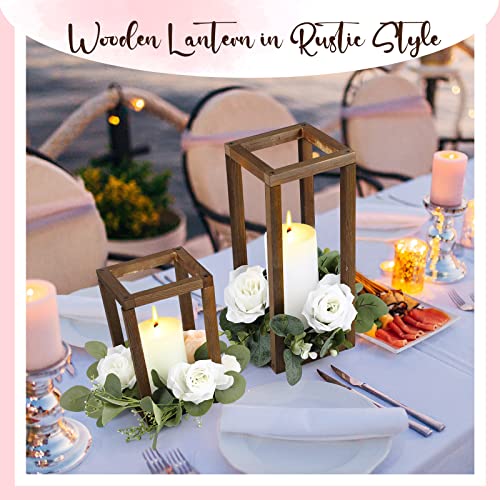 12 Pcs Wooden Candle Lanterns Set - Rustic Decor for Indoor and Outdoor Use - Variation of THIS listing