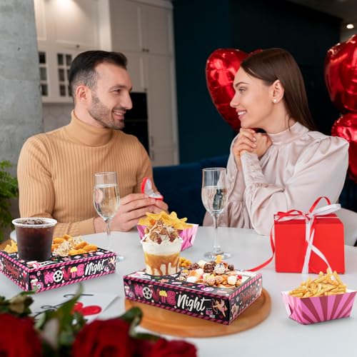 Valentine’s Day Movie Night Snack Trays & Decorations - Heart Love Party Favors - Movie Night Valentine