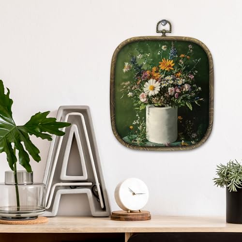KSDUT Bathroom Wall Art Decor - Retro Dark Green Botanical Canvas Frame - Bath-9