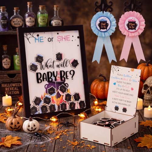 Halloween Gender Reveal Cauldron Voting Game for Boy or Girl - Red & Blue Variation