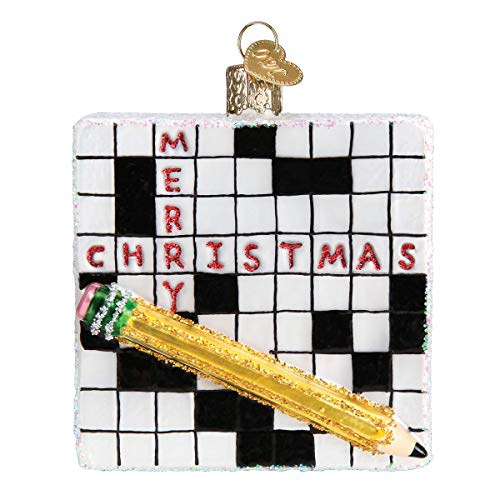 Christmas Glass Ornament Crossword Puzzle Handcrafted Holiday Decor