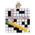Christmas Glass Ornament Crossword Puzzle Handcrafted Holiday Decor