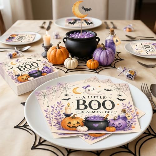 Halloween Baby Shower Napkins - 50 Count Cute Ghost & Pumpkin Design