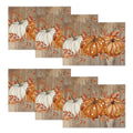 12x18 Inch Fall Leaves & Pumpkin Placemats Set of 6 - Wooden Rectangular