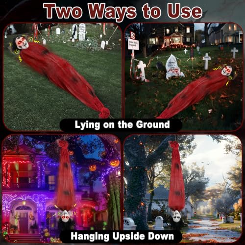 Halloween Outdoor Decorations Lying Girl Ghost Animatronic - Dead Victim Scene, 5.2 ft - Variation: Lying Girl Ghost
