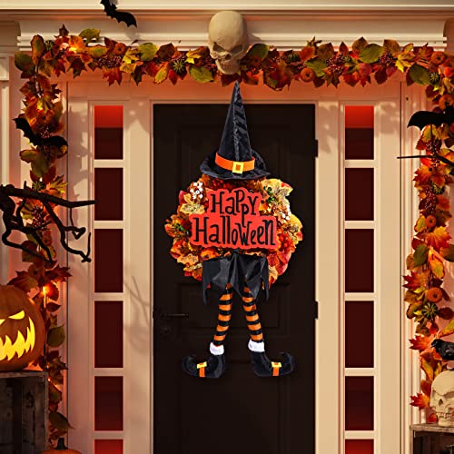 Halloween Witch Legs Decorations with Hat and Sign - Spooky Party Decor