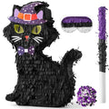 Halloween Cat Piñata with Blindfold and Stick - Black Cat Party Decor