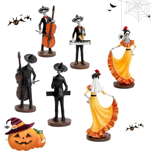 Day of the Dead Skeleton Figurines Set of 3 - Mariachi Band Halloween Decor