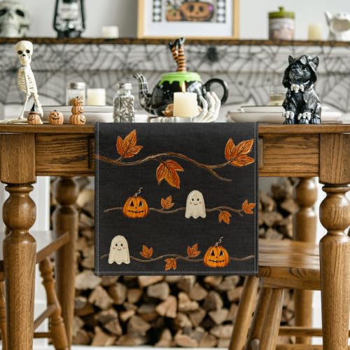 Halloween 13x90 Inch Table Runner Black Polyester Home Party Decor - Artoid Mode