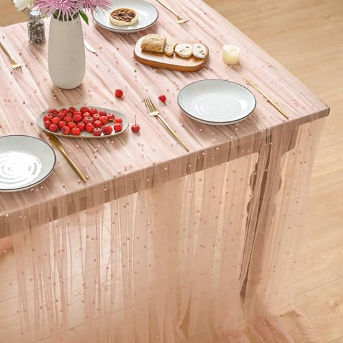 Pink Pearl Tablecloth 60x84 Inch Rectangular - Durable Polyester Home Decor
