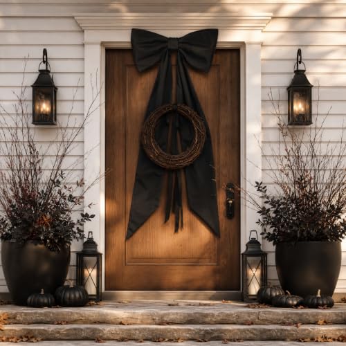 Oversized Black Bow for Halloween Decor - 48 Inch Door Hanging Decoration