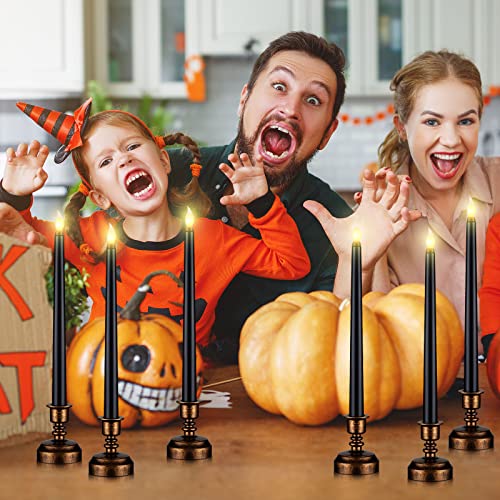 Halloween Black Flameless Candles with Gold Base - 16 Pcs