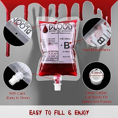 60 Pack Halloween Drink Bags with Syringes - Reusable Party Pouch Set
