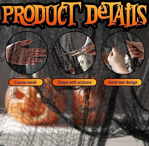 Black Halloween Spooky Cloth - 400x30 Inch Creepy Fabric for Party Decorations