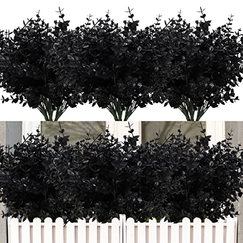 Artificial Eucalyptus Flowers Outdoor UV Resistant - Black, 12 Pcs