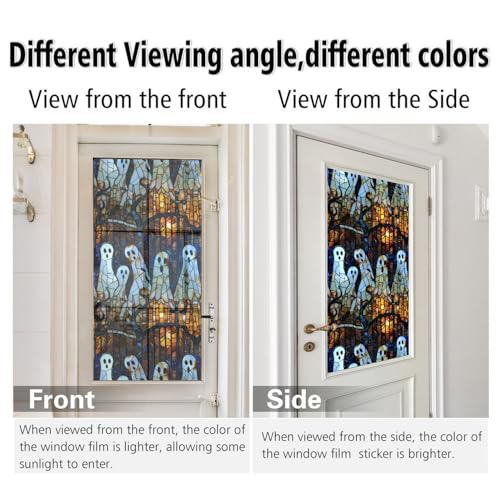 Halloween Ghost Window Clings - Spooky Stained Glass Stickers for Party & Home Decor - Variation 607