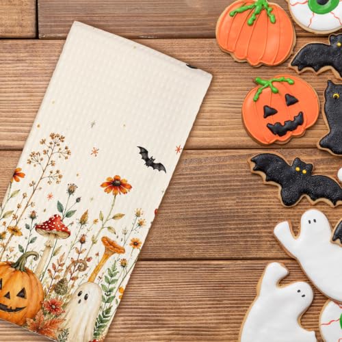 Halloween Kitchen Towel - Mushroom Decorative Dish Hand Towel 16x24 Inches