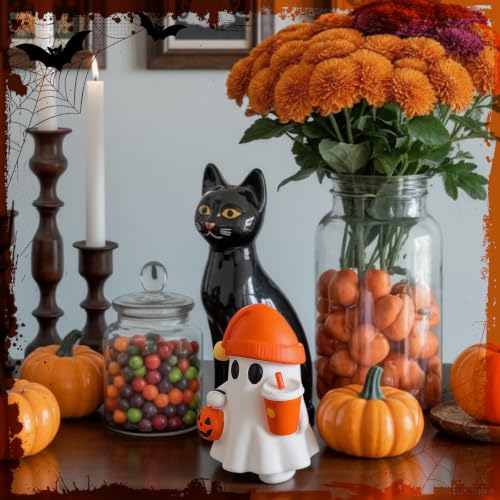 Halloween Ghost Figurine with Pumpkin Bucket & Orange Drink - Variation of Ghost Drink