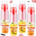 Halloween Plastic Cups 16 oz Blood Print - 100 Pack, Blood Red Variation