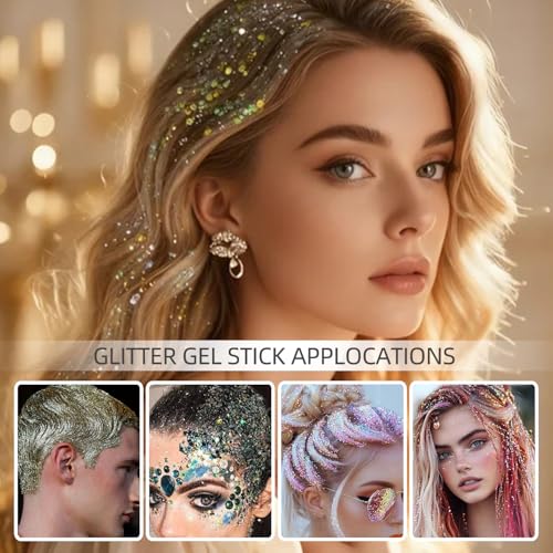 Body Glitter Stick Sparkling Holographic Sequins for Face & Body Purple Costume Accessories Neon Makeup Glitter