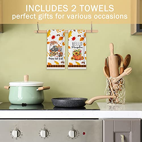 Fall Pumpkin Bonsai Tree Kitchen Towels, 18x28 Inch, Set of 2